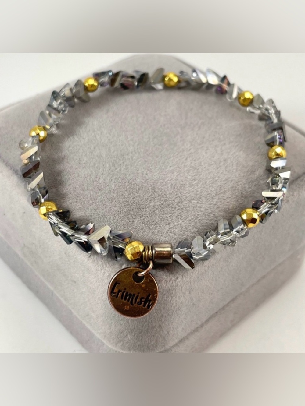 Erimish AB Triangle Glass Beaded Stretch Dainty Bracelet